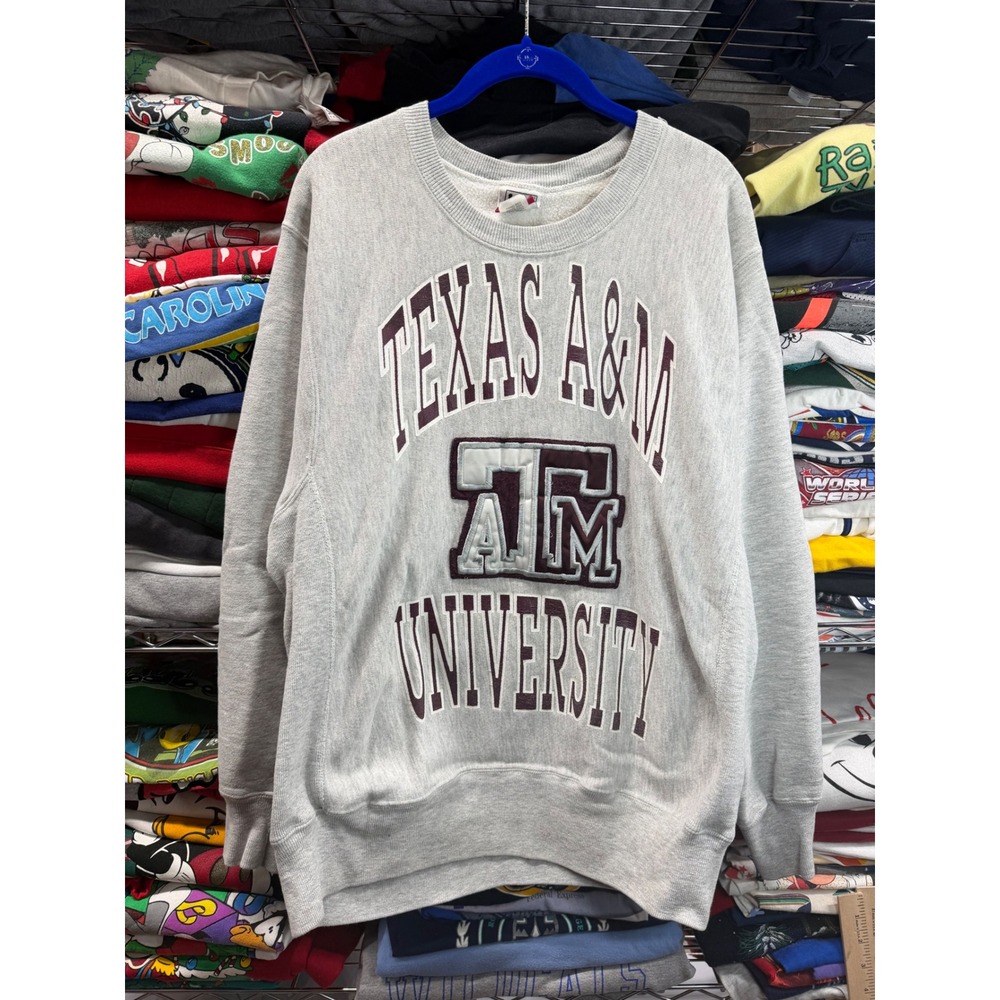 Vintage Lee Cross Grain Texas A&M University Sweatshirt Gray Large Made in USA
